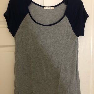 Navy and grey scoop neck tee